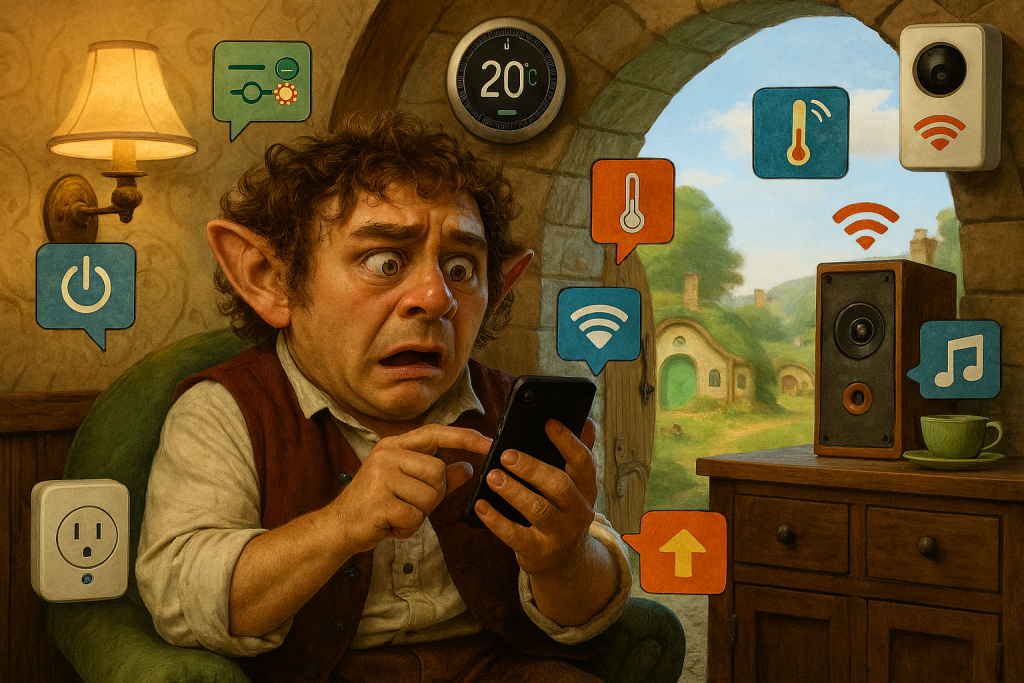 a frustrated hobbit in a smart home